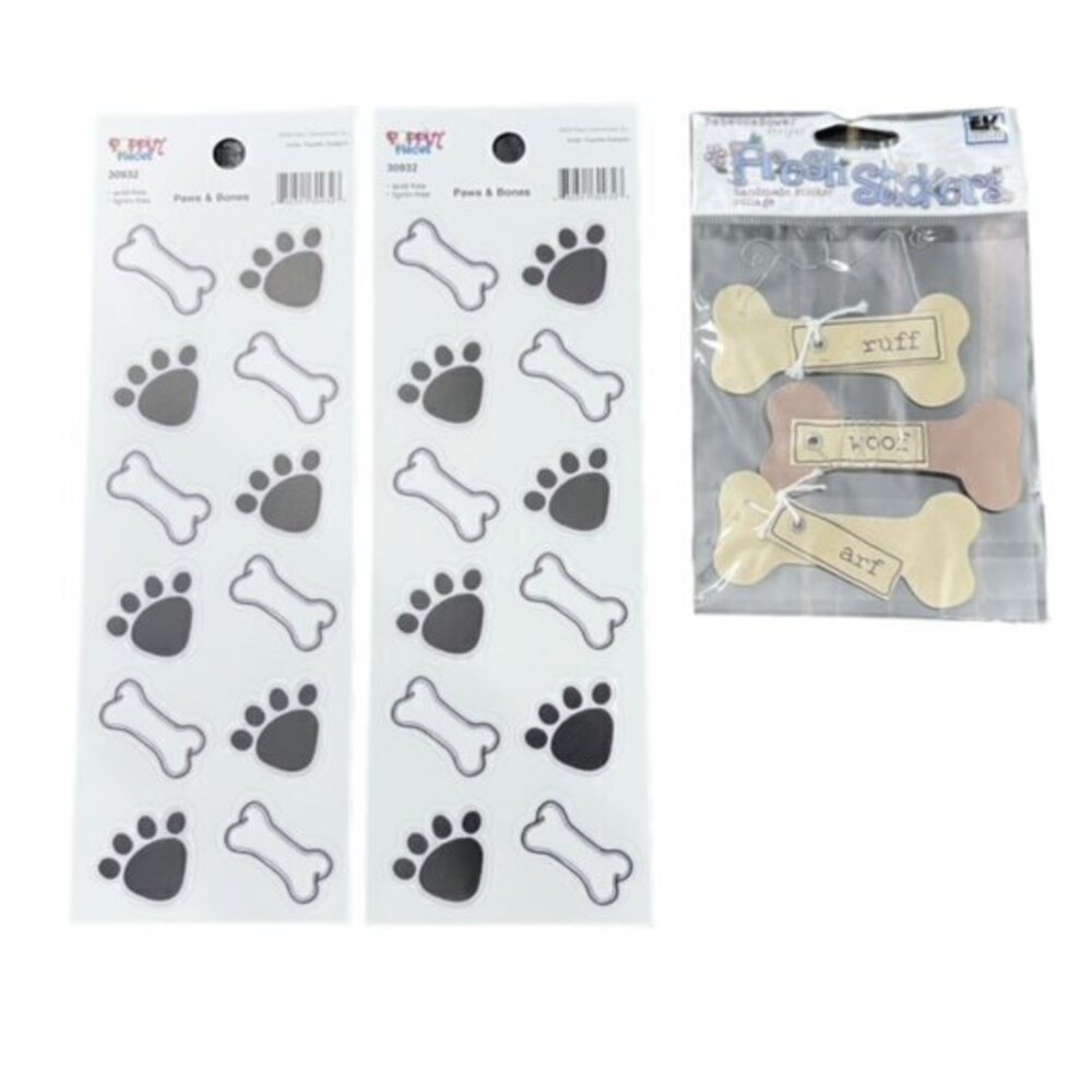 Craft Lot DOG Stickers Bones Metal Scrapbooking Card Making Embellishments NEW